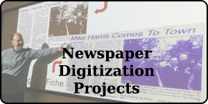 ODW manages mass digitization of community newspapers, from 10,000 - 100,000+ pages at a times for full search and linked online news.